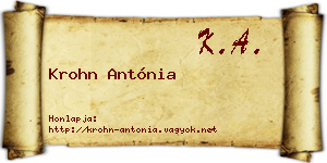 Krohn Antónia névjegykártya